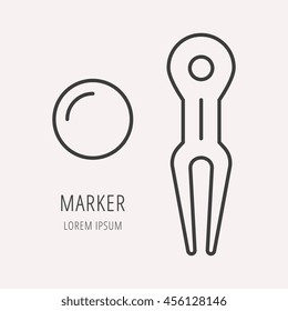logo or label golf. Line style logotype template with marker. Easy to use business template. Vector abstract logo or emblem.
