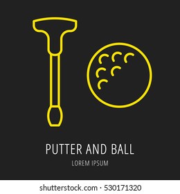 logo or label golf. Line style logotype template with ball. Easy to use business. Vector abstract  or emblem.
