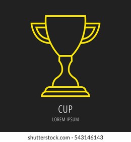 logo or label golf. Line style logotype template with cup. Easy to use business . Vector abstract or emblem.
