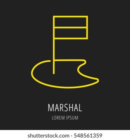 logo or label golf. Line style logotype template with marshal. Easy to use business . Vector abstract  or emblem.