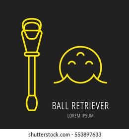 logo or label golf. Line style logotype template with ball. Easy to use business template. Vector abstract logo or emblem.