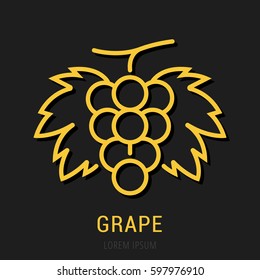 Logo or label grape. Line style logotype. Easy to use grape template. Vector abstract sign or emblem.