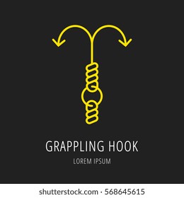 logo or label Grappling Hook. Line style logotype. Easy to use business template. Vector abstract sign or emblem.