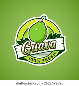Logo label for Guava fruit with added text