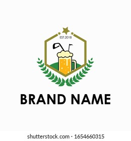logo label hexagon event club beer golf vector design