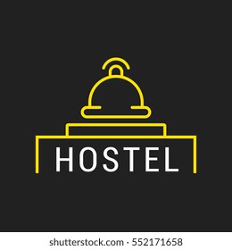 logo or label hostel. Line style logotype. Easy to use business template. Vector abstract sign or emblem.
