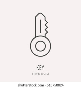 Logo or label key. Line style logotype. Easy to use  template. Vector abstract sign or emblem.