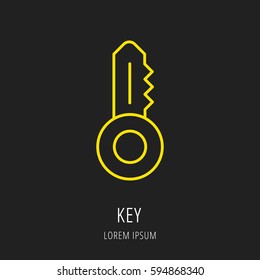 Logo or label key. Line style logotype. Easy to use key template. Vector abstract sign or emblem.