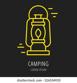 Logo or label lamp. Line style logotype. Easy to use light  template. Vector abstract sign or emblem.
