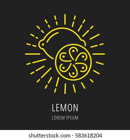 logo or label lemon. Line style logotype template with lemon. Easy to use business template. Vector abstract logo or emblem.