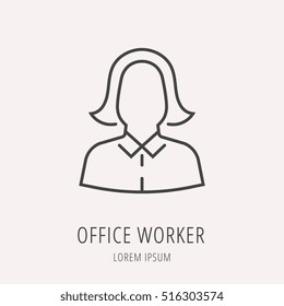 Logo or label  Line style logotype. Easy to use office worker template. Vector abstract sign or emblem.