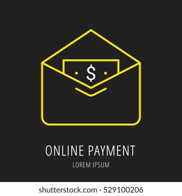 Logo or label . Line style logotype. Easy to use online payment template. Vector abstract sign or emblem.