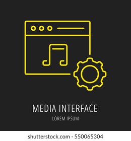 Logo or label . Line style logotype. Easy to use media interface template. Vector abstract sign or emblem.