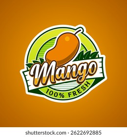 Logo label for Mango fruit with added text