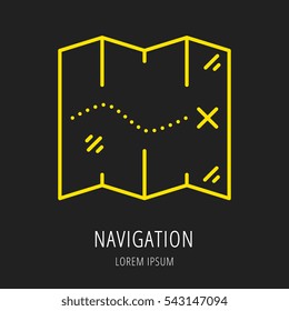 logo or label map. Line style logotype template. Easy to use business. Vector abstract or emblem.