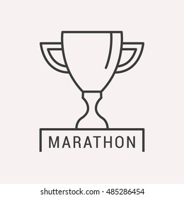 logo or label marathon. Line style logotype. Easy to use business template. Vector abstract sign or emblem.