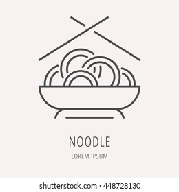 logo or label meal. Line style logotype template with noodle. Easy to use business template. Vector abstract logo or emblem.