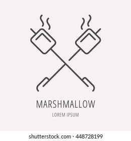 logo or label meal. Line style logotype template with marshmallow. Easy to use business template. Vector abstract logo or emblem.