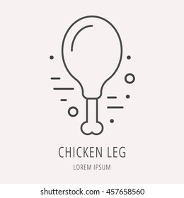 logo or label meal. Line style logotype template with Chicken's leg. Easy to use business template. Vector abstract logo or emblem.