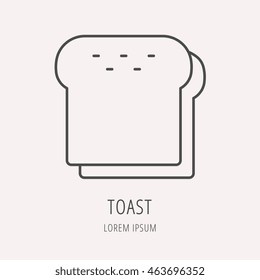 logo or label meal. Line style logotype template with toast. Easy to use business template. Vector abstract logo or emblem.