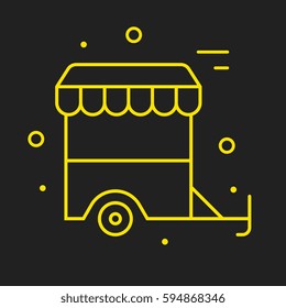 logo or label meal. Line style logotype template with junk food trolley. Easy to use business template. Vector abstract logo or emblem.