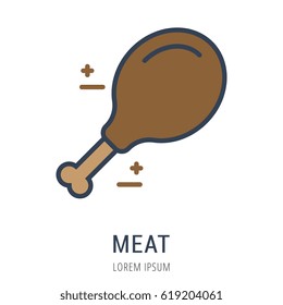 Logo or label meat. Line style logotype. Easy to use meat template. Vector abstract sign or emblem.