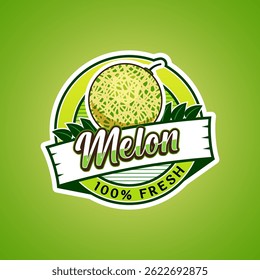 Logo label for Melon fruit with added text