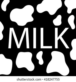 Logo label milk word in the English language. Icon inscription on cowhides.