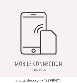 logo or label mobile connection. Line style. Easy to use business template. Vector abstract sign or emblem.