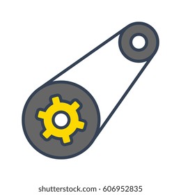 Logo or label motor circuit. Line style logotype. Easy to use motor circuit template. Vector abstract sign or emblem.