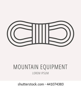 logo or label mountain equipment. Line style logotype template. Easy to use business template. Vector abstract logo or emblem.