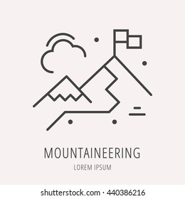 logo or label mountain. Line style logotype template. Easy to use business template. Vector abstract logo or emblem.