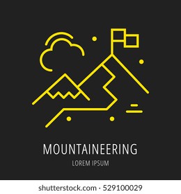 logo or label mountain. Line style logotype template. Easy to use business . Vector abstract or emblem.