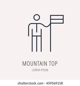 logo or label Mountain Top. Line style logotype. Easy to use business template. Vector abstract sign or emblem.