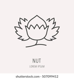 Logo or label nut. Line style logotype. Easy to use template. Vector abstract sign or emblem.