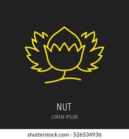 Logo or label nut. Line style logotype. Easy to use template. Vector abstract sign or emblem.