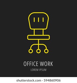 Logo or label office work. Line style logotype. Easy to use office work template. Vector abstract sign or emblem.