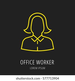 Logo or label office worker. Line style logotype. Easy to use office worker template. Vector abstract sign or emblem.