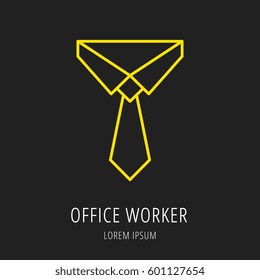 Logo or label office worker. Line style logotype. Easy to use office worker template. Vector abstract sign or emblem.