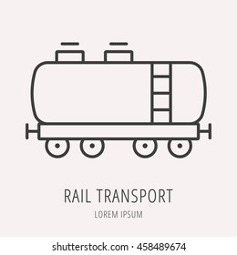 logo or label oil. Line style logotype template with rail transport. Easy to use business template. Vector abstract logo or emblem.