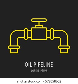 logo or label oil. Line style logotype template with pipeline. Easy to use business template. Vector abstract logo or emblem.