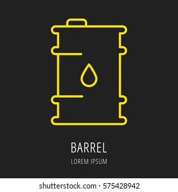 logo or label oil. Line style logotype template with barrel. Easy to use business template. Vector abstract logo or emblem.