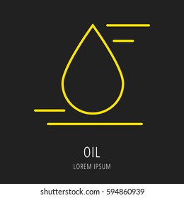 logo or label oil. Line style logotype template with drop. Easy to use business template. Vector abstract logo or emblem.
