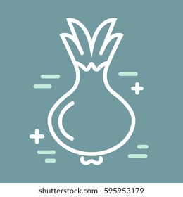 Logo or label onion. Line style logotype. Easy to use onion template. Vector abstract sign or emblem.