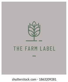 logo label for an organic cereal plant that uses ancient seeds to make an authentic flour