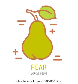 Logo or label pear. Line style logotype. Easy to use pear template. Vector abstract sign or emblem.