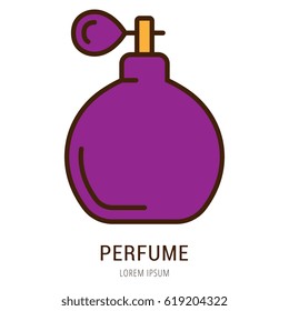 Logo or label perfume. Line style logotype. Easy to use perfume template. Vector abstract sign or emblem.