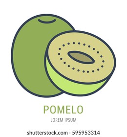 Logo or label pomelo. Line style logotype. Easy to use pomelo template. Vector abstract sign or emblem.