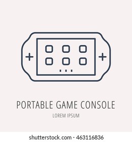 logo or label Portable Game Console. Line style logotype. Easy to use business template. Vector abstract sign or emblem.