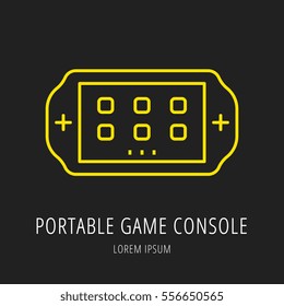 logo or label Portable Game Console. Line style logotype. Easy to use business template. Vector abstract sign or emblem.